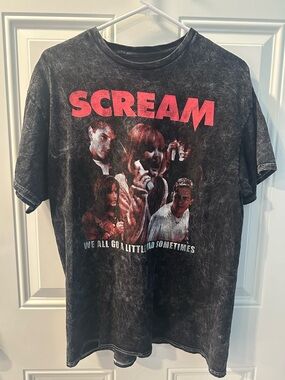 Scream Miramax ghostface large acid wash shirt we all go a little mad sometimes